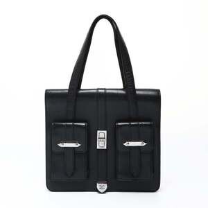 CHANEL Leather Chanel 2.55 Caviar Shoulder Bag Black WS26912